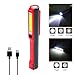 Rechargeable CREE LED COB Work Light, RuiFengShun Multi Bright Modes 3W Portable Hand Held Flashlight with Magnet Base & 120° Rotating Clip for Camping, Emergency, Workshop, Household (Red)