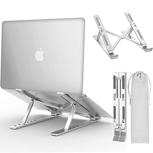 Laptop Stand, iVoler Adjustable Aluminum Laptop Computer Stand Tablet Stand,Ergonomic Foldable Portable Desktop Holder Compatible with MacBook Air Pro, Dell XPS, HP, Lenovo More 10-17″ Laptops