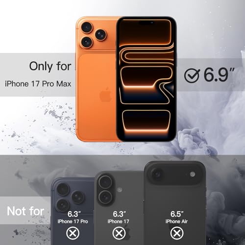 JETech Magnetic Case for iPhone 17 Pro Max 6.9-Inch Compatible with MagSafe, Shockproof Phone Bumper Cover, Solid Color Matte TPU Frame, Anti-Scratch Clear Back (Orange)