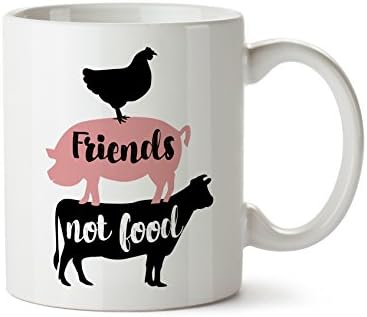 Friends Not Food Cow Chicken Pig Vegan Vegatarian Coffee Mug 11 Ounce Tea