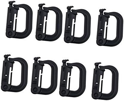 ALTTIMERY Pack of 8 Multipurpose High Strength D-Ring Grimloc Locking for Molle Webbing (Black)