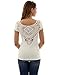 PattyBoutik Women Crochet Lace Back V Neck Cap Sleeve Blouse (Off-White Small)