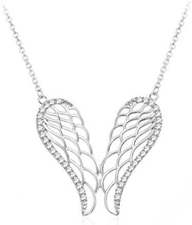 Platinum Plated AAA Zircon Crystal Angle Wings Pendant Necklace