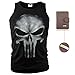 BELLO TUTTI Men's Slim Punisher Skull Ghost Black Sleeveless Shirt Card Holder