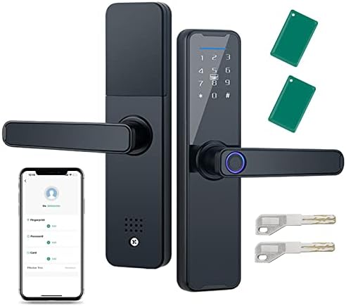 5-in-1 Smart Door Lock With Handle – Fingerprint, Keypad, IC Card, App & Key Unlocking For Office, Hotel & Home Security