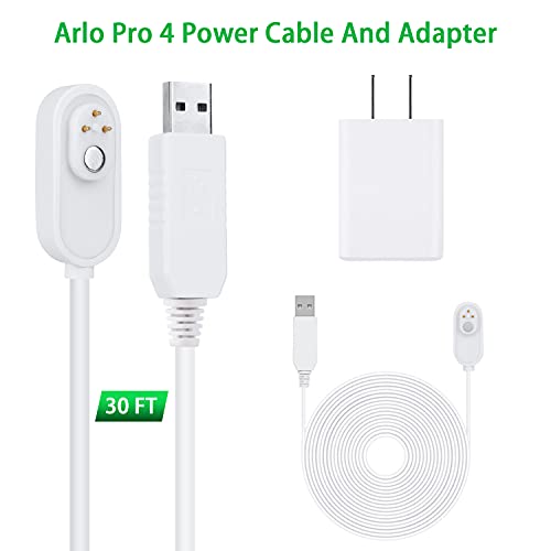 ALERTCAM 30FT Magnetic Charging Cable with Power Adapter for Arlo