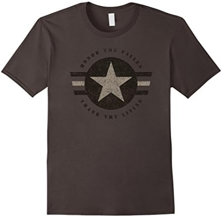 Mens Veteran Shirt Honor the Fallen Thank the Living Memorial Day Large Asphalt