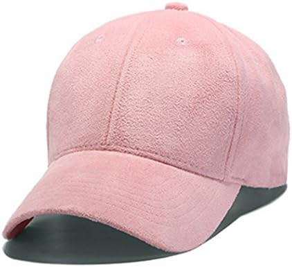 Stylish Unisex Baseball Cap Solid Color Suede Adjustable Plain Hat (Pink)