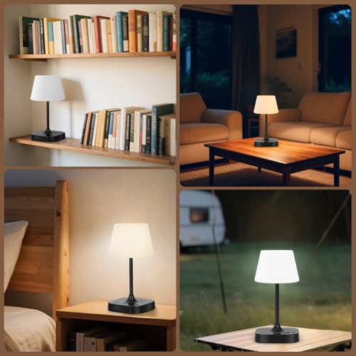 Eocean Rechargeable Waterproof Lamp for Shower, 12000mAh LED Cordless Table Bedside Lamp with USB Port, Small Wireless Battery Operated Touch Lamp for Bedroom, Bathroom, Kitchen, Outdoor
