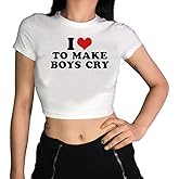 Tuislay Cute Baby Tees for Women I Love to Make Boys Cry Y2k Shirt Crop Tops Aesthetic Clothes Streetwear Summer T-Shirt