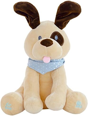 DellyKa Happy Flappy Dog Plush Soft Toys Peek A Boo Pal Animated Sound Toys Baby Children Gift