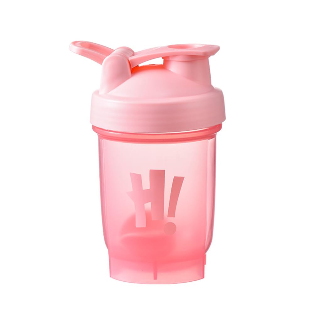 Vllcsla Protein Shaker Bottle Small 350ml BPA Free Leak-proof with Mixing Ball and Measurements, Odourless Mini Water Bottle for Protein Shake, Convenient Carry Handle, Dishwasher Safe (Pink)