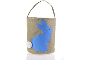 WENDSIM Easter Personalized Bunny Basket -7 Adorable Patterns- Cute Easter Eggs Basket with Foldable Ears-Environmental and Durable Easter Basket -for Kids Carrying Eggs,Gifts,Toys (Blue) …
