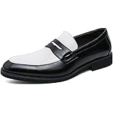 HuitJours Men Two Tone Colors Penny Loafer Slip On Pull on Dress Shoes Casual Boat Shoes Moccasins