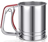 YongLy Stainless Steel Flour Sifter with Silicone Handle Fine Mesh Strainer for kitchen Baking, 3 Cup, Red