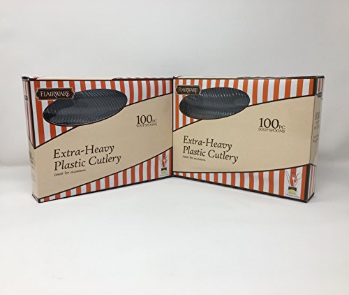 Fineline Flairware Collection Heavy Duty Clear Plastic Spoons - Quality, Extra Durable Disposable Soup Spoons, Practical for Serving and Portioning Hot and Cold Food [200 count]