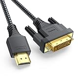 DVI to HDMI Cable 6ft, DteeDck HDMI to DVI Cable Adapter Bidrectional Braided DVI-D to HDMI Cord for Monitor Raspberry Pi Roku Xbox One PS5 Graphics Card Blue-ray, Switch - Black (Color: Black, Tamaño: 6ft)