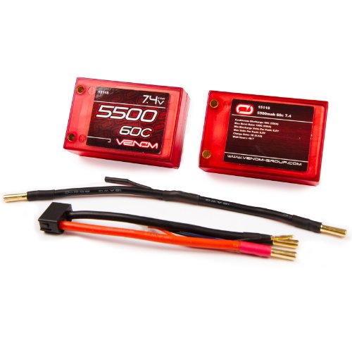 Venom 60C 2S 5500mAh 7.4v LiPO Battery Saddle Pack ROAR Approved with Universal Plug