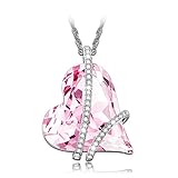 LadyColour White Gold Plated Hert Shape Pendant Necklace Made with Pink Crystals From Swarovski Mothers Day Gifts 2016 Necklace