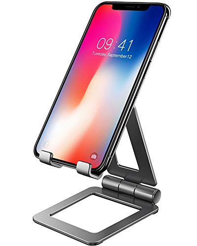 Cell Phone Stand, Compatible with iPhone Stand, Nintendo Switch Stand, Adjustable Phone Stand for Desk, Smartphone Holder for Desk (Gray)