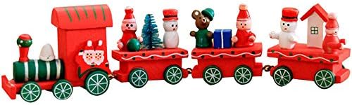 Wooden Train Decor Christmas Ornaments Kids Kindergarten Festival Vehicle Gifts (Red)