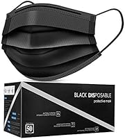 Disposable Face Masks, Pack of 50 Black Face Masks