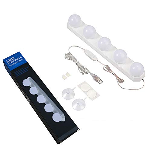 LED Mirror Light Strip - Bath Vanity Lamp Stick on Portable with 11 Brightness Dimmable - DIY Hollywood Above Mirror Makeup Lamp USB Cordless for Bedroom Dressing Table, Bathroom, Dressing Room Mirror