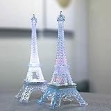 9 Inch Light Up Acrylic LED Eiffel Tower Souvenir w/ Build in Multicolor LED Lights. Battery Included | Centerpiece Decor