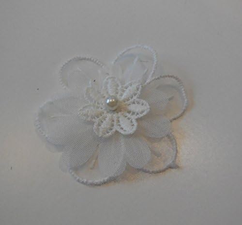Craftuneed Small ivory or blue floral beaded lace applique decorative shoes lace motif approx. 5.7cm x 5.7cm Per piece FREE UK PP Fast Dispatch Order (S12e) (light ivory)