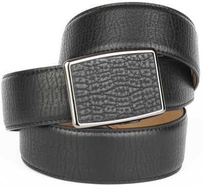 Leather Men`s Belt Black for Jeans 1,6" Width with Black Metallic Automatic Buckle 38-44"/38c10