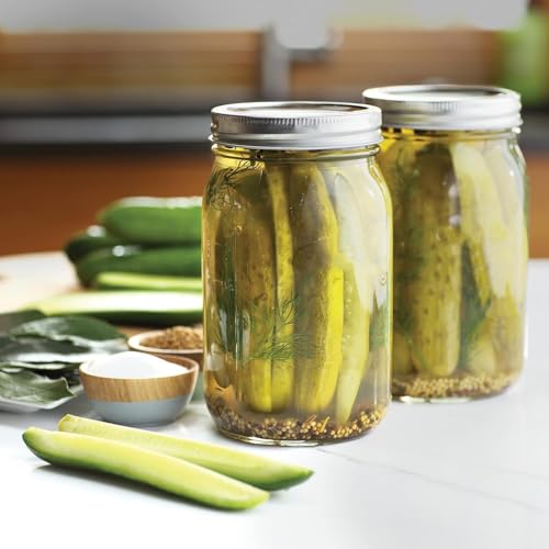 Beauenty Wide Mouth Mason Jars, 6Pack/32Oz/1000ml, Fermenting Jars, With Airtight Lids Sealing Jar, Clear Glass Mason Jar, Food Storage, Meal Prep, Overnight Oats,Fermenting,Pickling,Diy Projects