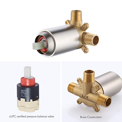 KES Rain Shower System 12 Inch Round Rainfall Shower Head with Handheld