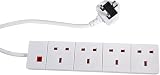 MERCURY 3m 4 Gang Extension Lead Multi Plug Power Strip Fused 13A Wall Mount UK view 8