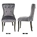 LZ LEISURE ZONE Dining Chairs Set of 2, Velvet Upholstered Grey Accent Chair Button Tufted Armless Chair with Nailhead Trim and Back Ring Pull, with Upgraded Size: 19.7 x 19.7 x 36.4 inches