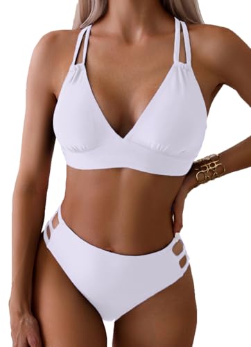 Tainehs V Neck Criss Cross Bikini Set