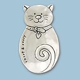 Basic Spirit Pewter Sassy Cat Small Tray, 4.5 Inch Height, Trinket Dish Ring Holder Gift Box