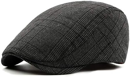 LANLEO Men's Herringbone Wool Tweed Gatsby Newsboy Hat Flat Lvy Cabbie Driving Golf Cap
