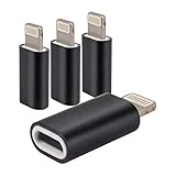 HDSHIMAO Micro USB to 8Pin Adapter Converters, [Metal Shell] Fast Charger Convert Connector for iPhone X 8 7 6 6s Plus 5 5S 5SE 5C [4-Pack] (Black)