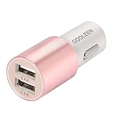 Car Charger, GOOLEEN 4.8A/24W Dual Smart Ports Car Charger Adapter for Apple iPhone se/6s/6s Plus/6/5s/5c/5/4s/4, iPad, iPod, Samsung Galaxy S7 Edge/S7/S6/S5/S4/Note 5/4/3, and More (Rose Gold)