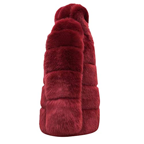 HOSOME Women Faux Fur Jacket Warm Thick Jacket Winter Hooded New Coat Wine
