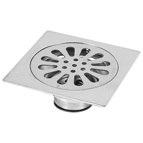 Zerodis Square Floor Drain Stainless Steel Bathroom Tile Insert Floor Drainer Anti-odor Anti-clogging Bathroom Floor Drain with Removable Strainer Cover (Style 3)