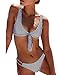 BMJL Women's Sexy Detachable Padded Cutout Push Up Striped Bikini Set Two Piece Swimsuit (M,Navy & White)