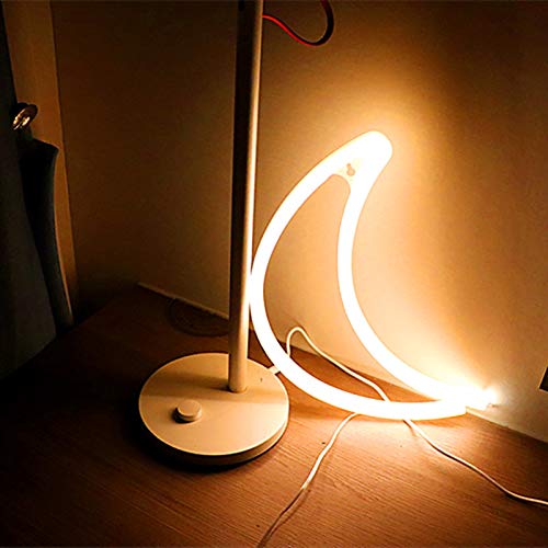 Luces de neón de luna, luces de noche de luna LED, luces de neón de luna, luces de carga USB, utilizadas para artículos de fiesta, decoración de habitaciones (amarillo)
