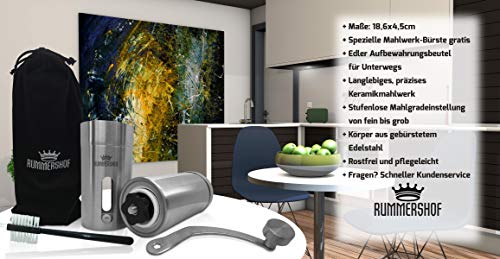 Rummershof Kaffeemühle manuell mit Keramikmahlwerk 2.0 - Handkaffeemühle aus Edelstahl - Espressomühle inkl. Mahlwerk… – Bild 3