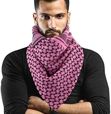 100% Head Neck Cotton Shemagh Arab Military Keffiyeh Tactical Desert Scarf Wrap with Tassels for Women and Men