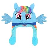 Hasbro Girls Little Pony Squeeze and Flap Fun Cold Weather Hat, blue/rainbow, Age 4-7