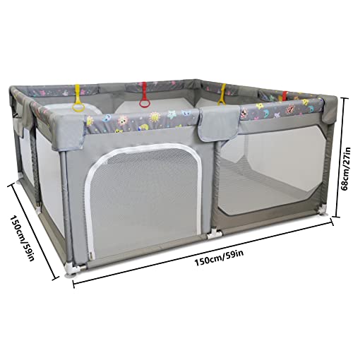 59" ×59"Playard with Gates,Indoor Baby playpen,Detachable and Assembled