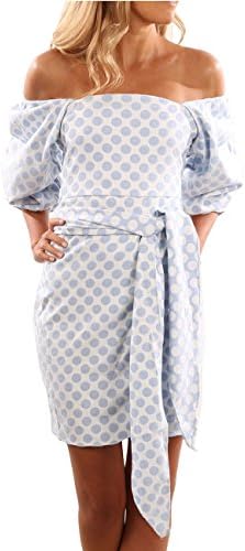 Yuandy Women Summer Off Shoulder Strapless Floral Print Pleated Dresses
