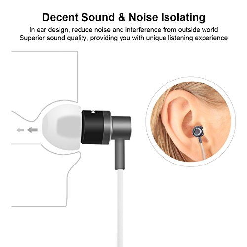KINVOCA Wired Metal in Ear Earbuds Headphones with Microphone Remote Volume and Case,Bass Stereo Noise Isolating Inear Earphones Ear Buds for Cell Phones MP3 Players,Aluminum Alloy,3.5mm Jack, Black