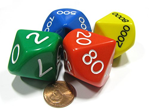 Place Value Dice 29mm (1 1/8in) 10 Sided Dice Set of 4 Koplow Games
